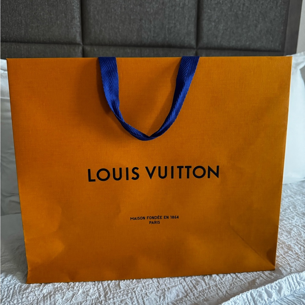 Louis Vuitton Bold Orange Bag with Blue Handles